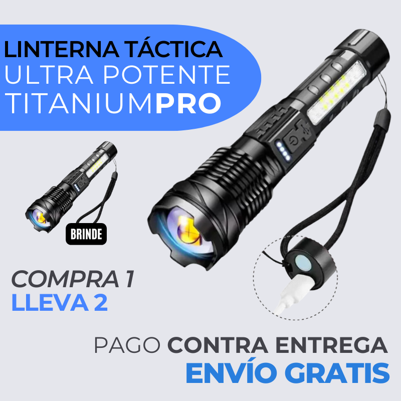 (COMPRA 1 LLEVA 2) Linterna Táctica Ultra Potente - TitaniumPro 🎁